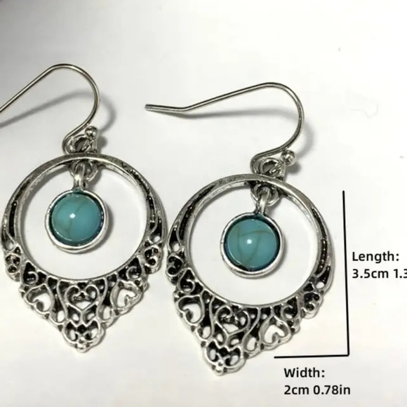 VIntage Style Synthetic Turquoise Earrings Jewelry - Picture 3 of 6